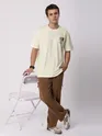 Cream Stamps Printed Oversized T-Shirt